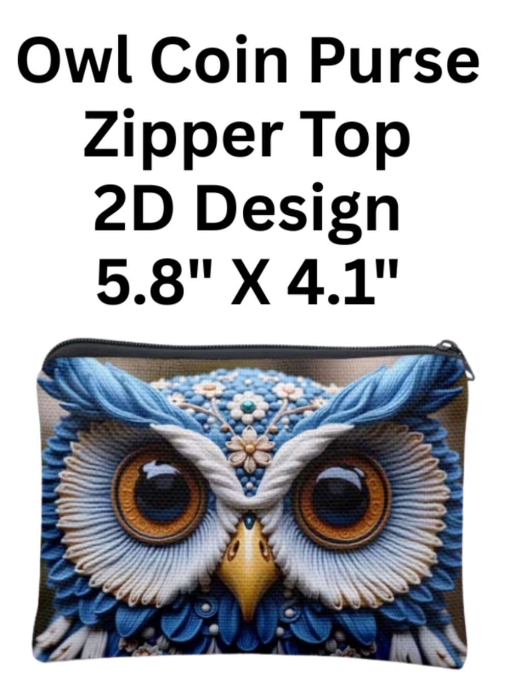 Owl Coin Purse - Design on Both Sides - 2D (Flat Picture on Both Sides) - Zipper